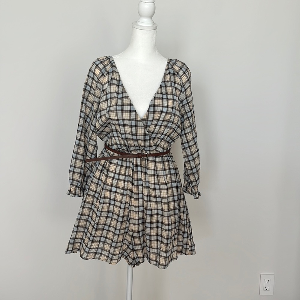 Zara Plaid Romper with Belt XS - Picture 1 of 5